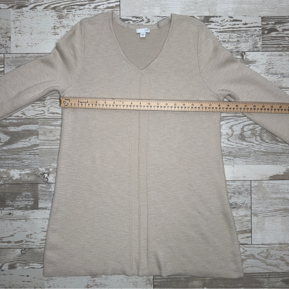 J. J. Jill Beige Cotton Blend V-Neck Sweater Dress Women’s Medium - Picture 9 of 11